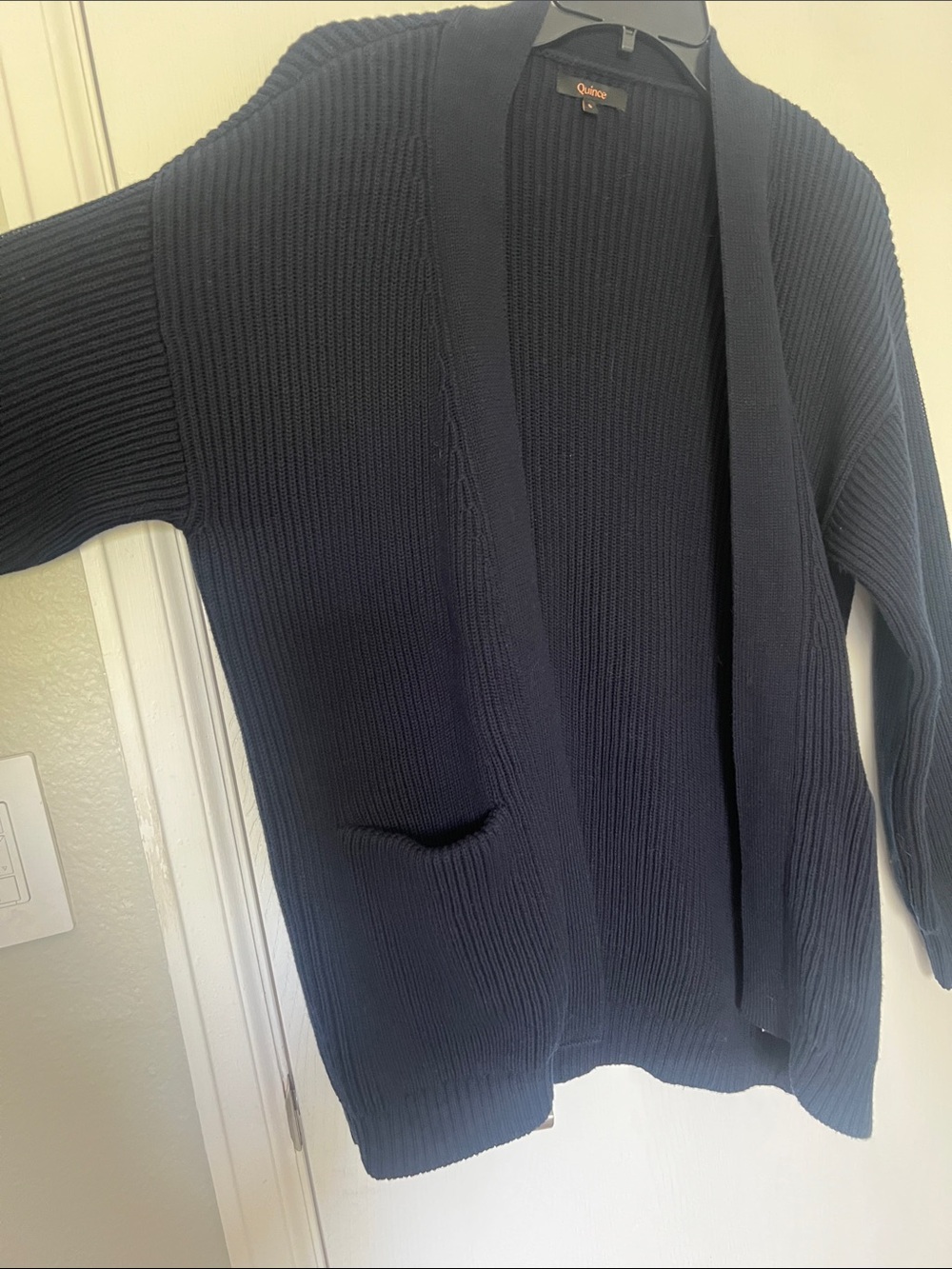 Quince 100% Organic Cotton Oversized Cardigan in Navy Blue - Picture 4 of 10